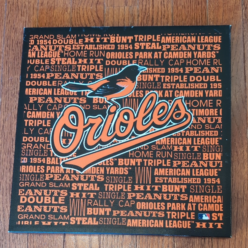 Baltimore Orioles MLB Logo Wall Art Black & Orange 13" x 13"